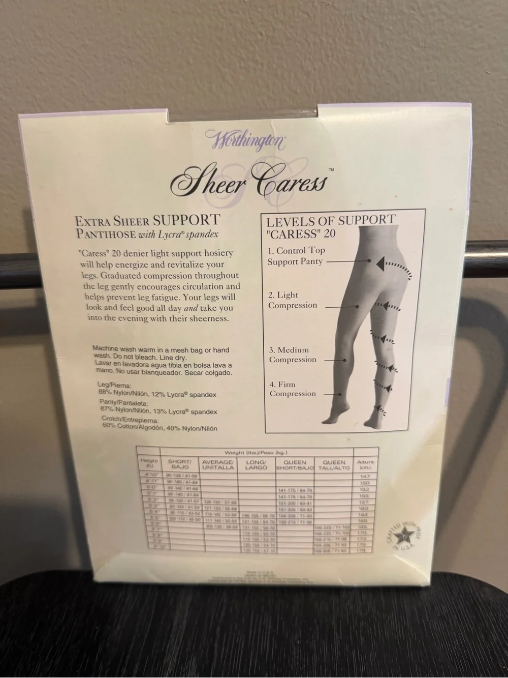 Vintage Worthington Sheer Caress 20 Denier Navy Pantyhose NOS Queen Short